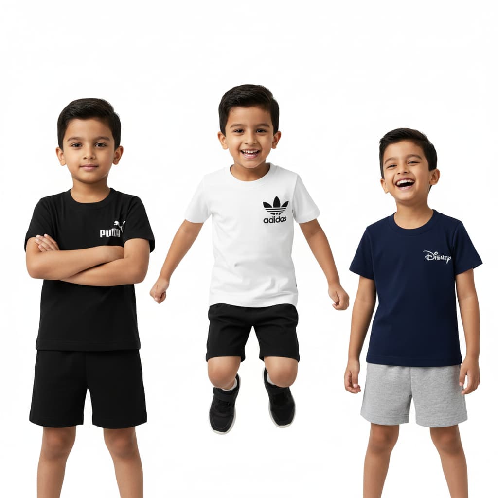 TRENDS KIDS Logo-Style Cotton T-Shirt & Shorts Set