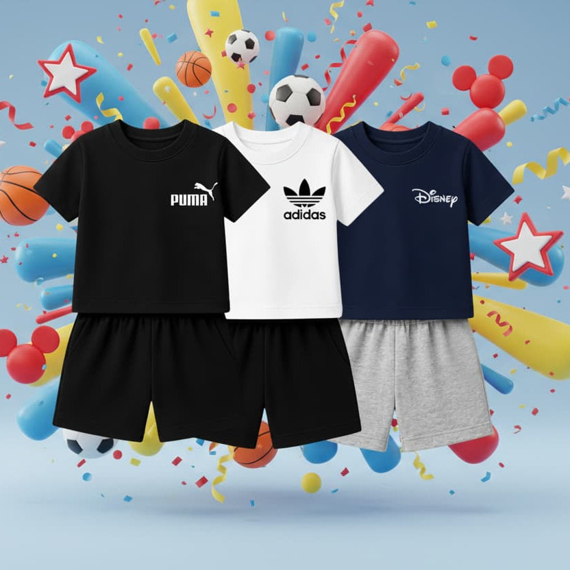 TRENDS KIDS Logo-Style Cotton T-Shirt & Shorts Set