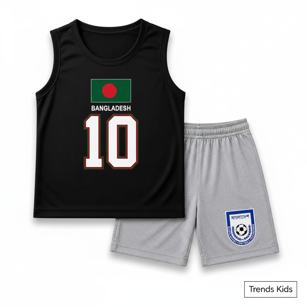 Bangladesh #10 Kids Cotton Sports Set | Tank Top & Shorts