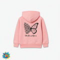 Butterflies Kids Hoodie – Soft Pink | Winter Fleece  6 Months – 1 Years
