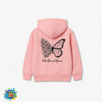 Butterflies Kids Hoodie – Soft Pink | Winter Fleece  6 Months – 1 Years