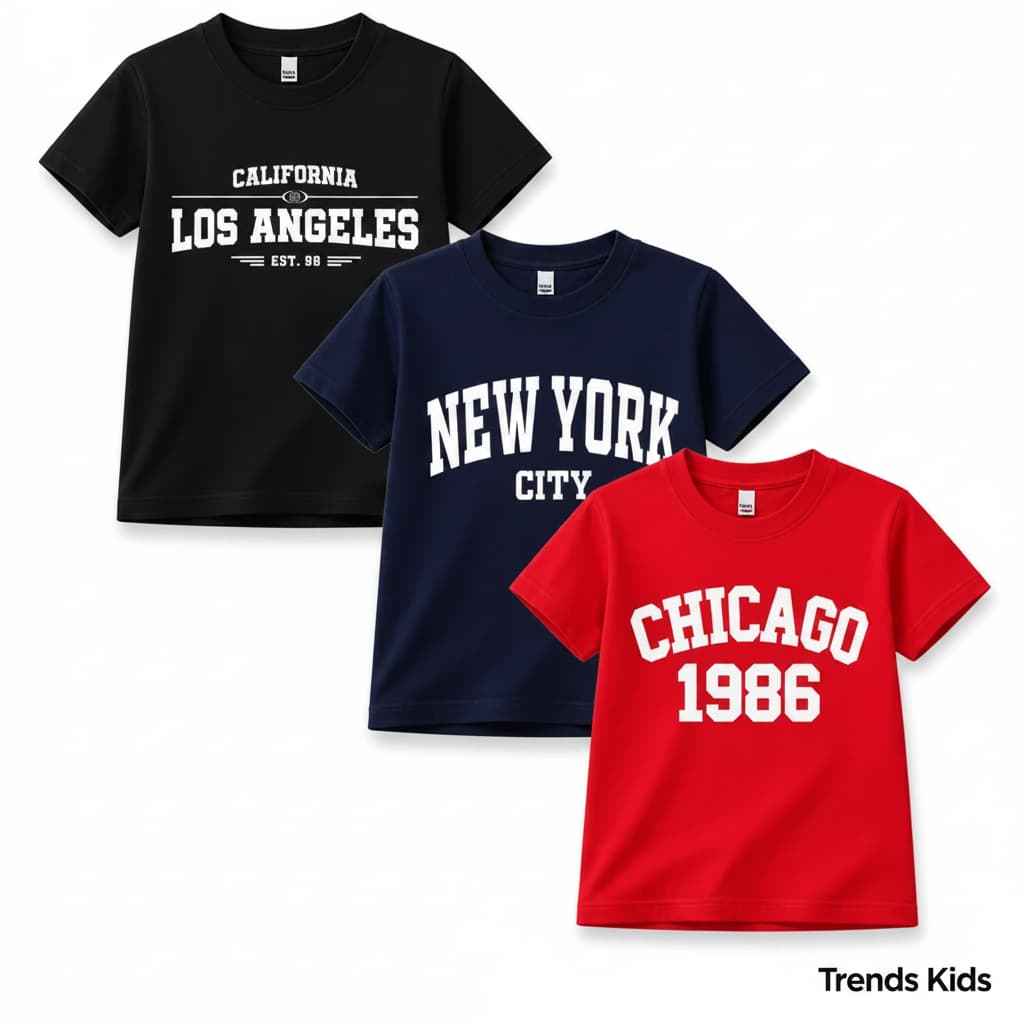 Kids City Print Premium Cotton T-Shirt (California / New York / Chicago) – Summer Collection