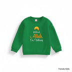 Premium Islamic Green Printed Sweatshirt for Kids Boys & Girls – "Without Allah I'm Nothing"