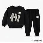 Kids Black Sweater & Trousers Set | Boys & Girls Winter Two-Piece Outfit