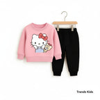 Doll Kids Boys & Girls Pink Sweater And Trousers Black  Two-Piece Sets
