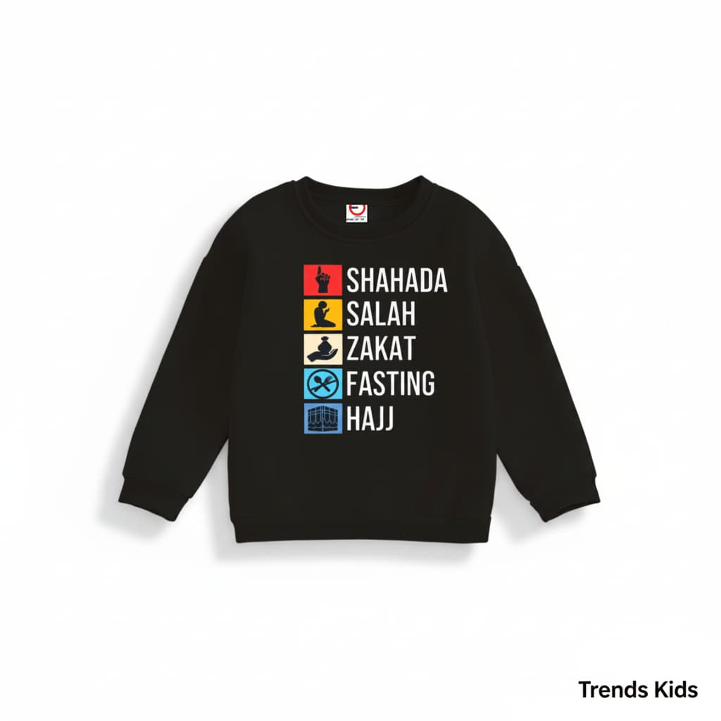 5 Important Things in Islam Sweatshirt for Kids | Boys & Girls