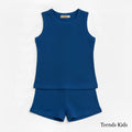Premium Royal Blue Ribbed Tank Top Round Neck & Shorts Set for Kids (0 Months - 7 Years)