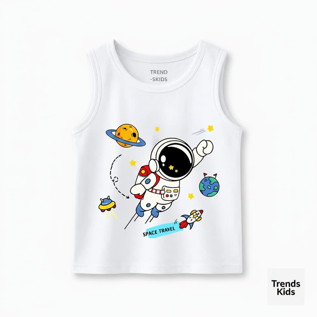 Baby & Kids White Sleeveless Tank Top | Astronaut Space
