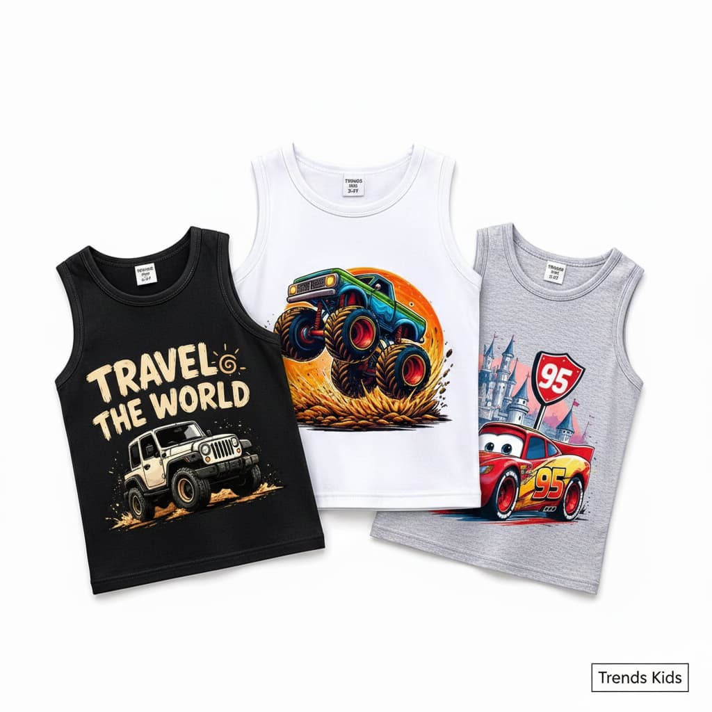 Monster Truck, Racing  & Off-Road Adventure Tank Tops 3-Pack | TT3C-CAR-MIX