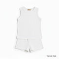 Premium White Ribbed Tank Top Round Neck & Shorts Set for Kids (0 Months - 7 Years)