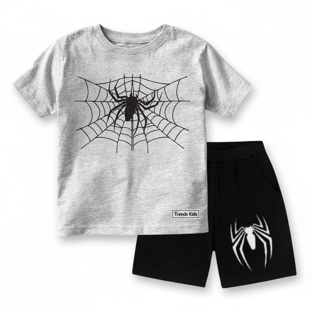 Premium T-Shirt + Pocket Shorts Set Soft Cotton Cool Spidr Print Baby & Kids