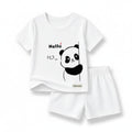 Basic Toddler Two-Piece Summer Set: Panda "Hello" Tee & Shorts Set