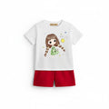 Cute Baby Girl Cartoon Cute Baby Girl Cartoon Basic T-Shirt Set