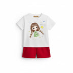 Cute Baby Girl Cartoon Cute Baby Girl Cartoon Basic T-Shirt Set