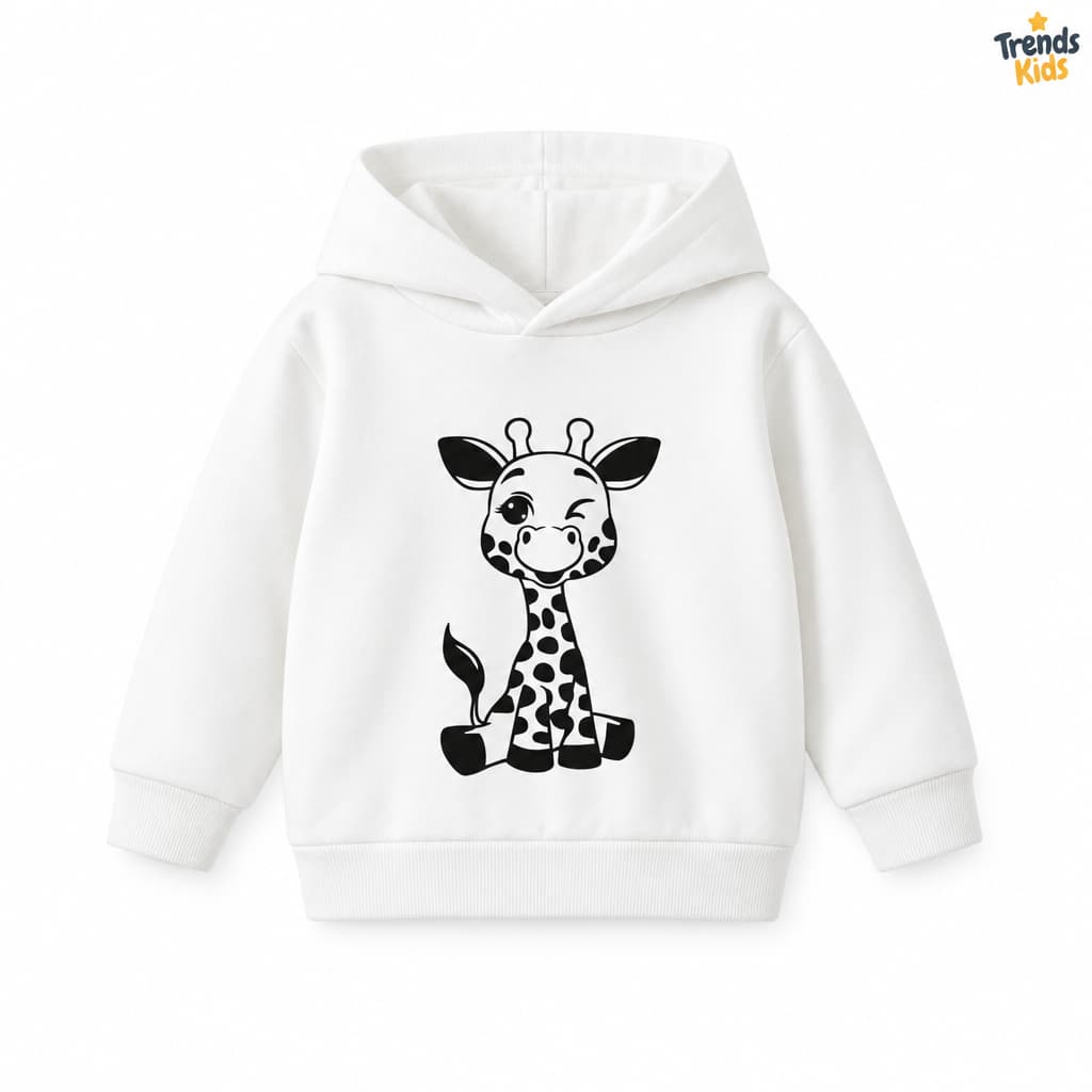 Giraffe Hooded Kids Boys & Girls Premium Quality White