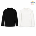 Ribbed Black-White Color, High-Neck collar Ribbed Stylish Girls High-Neck  Sweatshirt Combo Pack – 2 Pieces