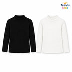 Ribbed Black-White Color, High-Neck collar Ribbed Stylish Girls High-Neck  Sweatshirt Combo Pack – 2 Pieces