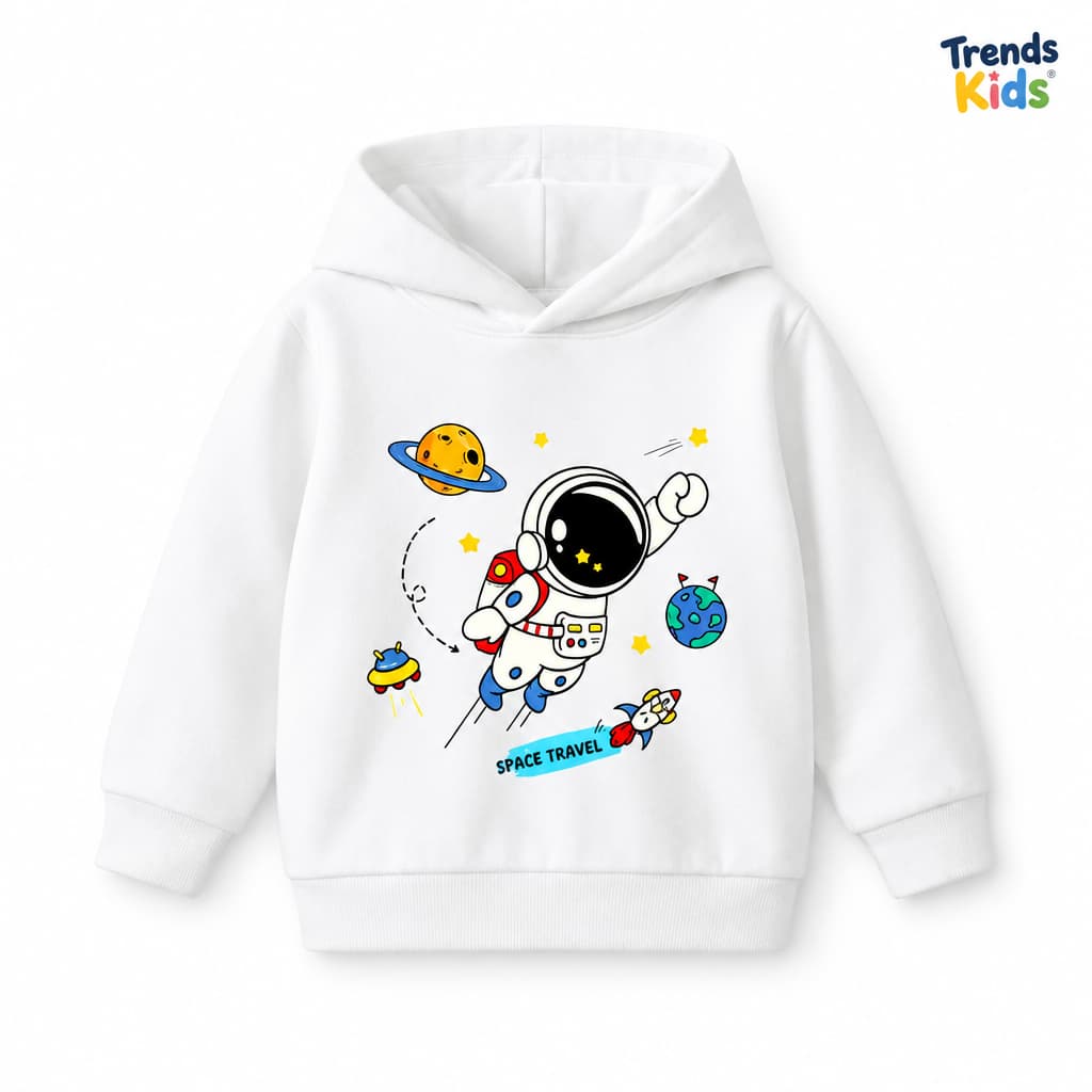 White HoodieAstronaut Kids   – Soft & Cozy Winter Wear (6M–6Y)
