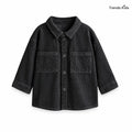 Black Corduroy Shirt Jacket for Kids
