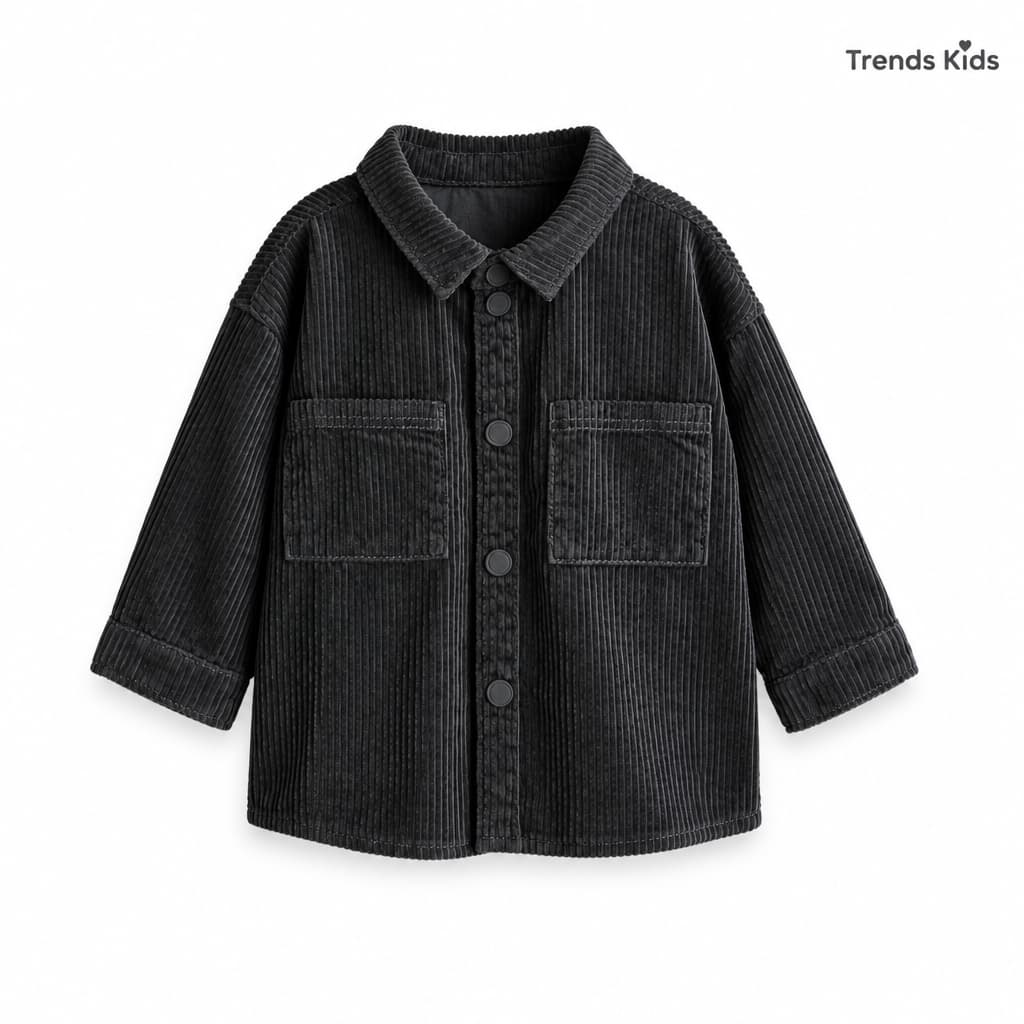 Black Corduroy Shirt Jacket for Kids