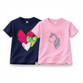 Girls Cute Graphic T-Shirt – Unicorn & Heart Cotton Tee | Trends-Kids