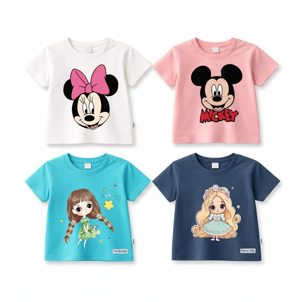 Girls Cartoon Printed Cotton T-Shirt – Cute Kids Summer Top | Trends-Kids