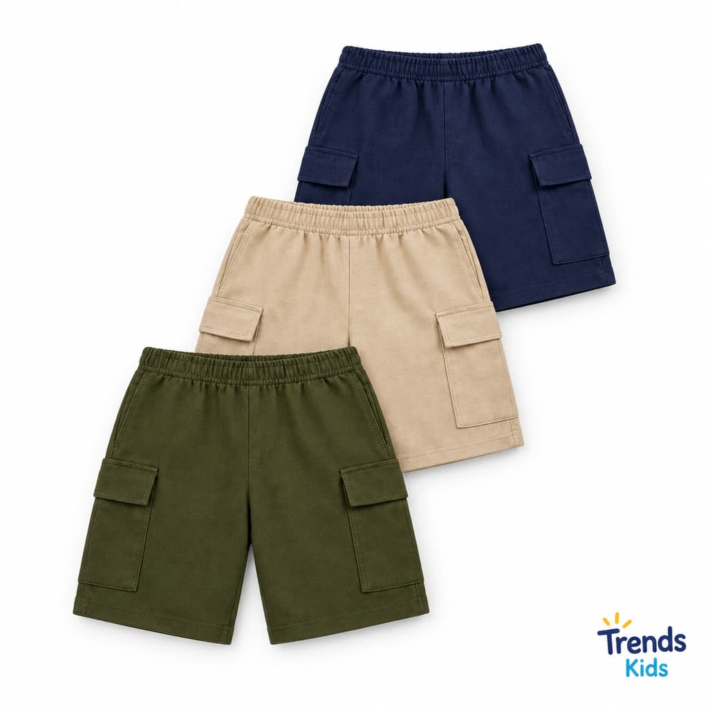 Boys Cargo Shorts horts Combo Pack – 3 Pieces  Soft Summer Shorts