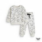 Boys & Girls Dinosaur-Print Winter Set – Terry Cotton Sweatshirt + Joggers