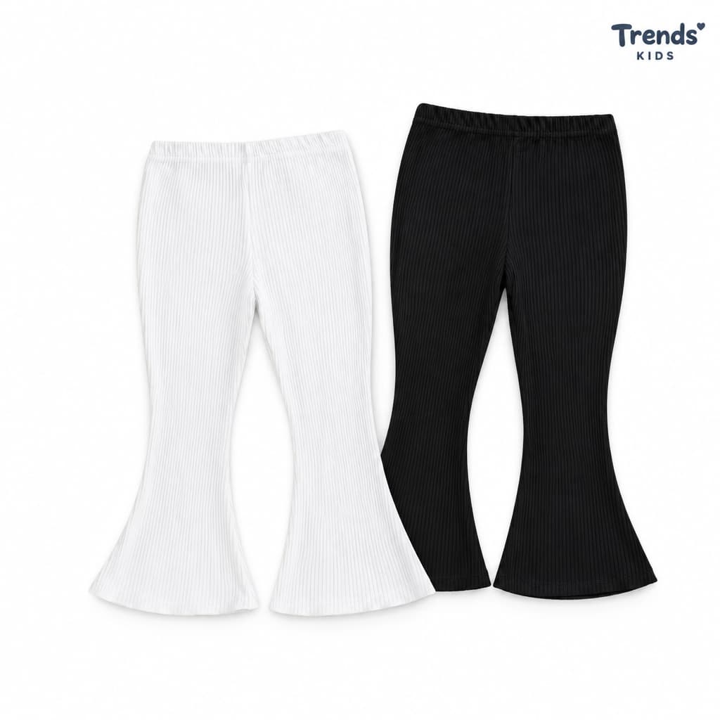 Noomelfish Girls Ribbed Flared Pants Cotton Ruffle Leggings Bell Bottoms