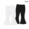 Noomelfish Girls Ribbed Flared Pants Cotton Ruffle Leggings Bell Bottoms