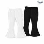 Noomelfish Girls Ribbed Flared Pants Cotton Ruffle Leggings Bell Bottoms