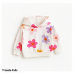 White Flower-Patterned Kids Hoodie