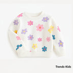 White Flower-Patterned Kids Sweatshirt | Trends-Kids