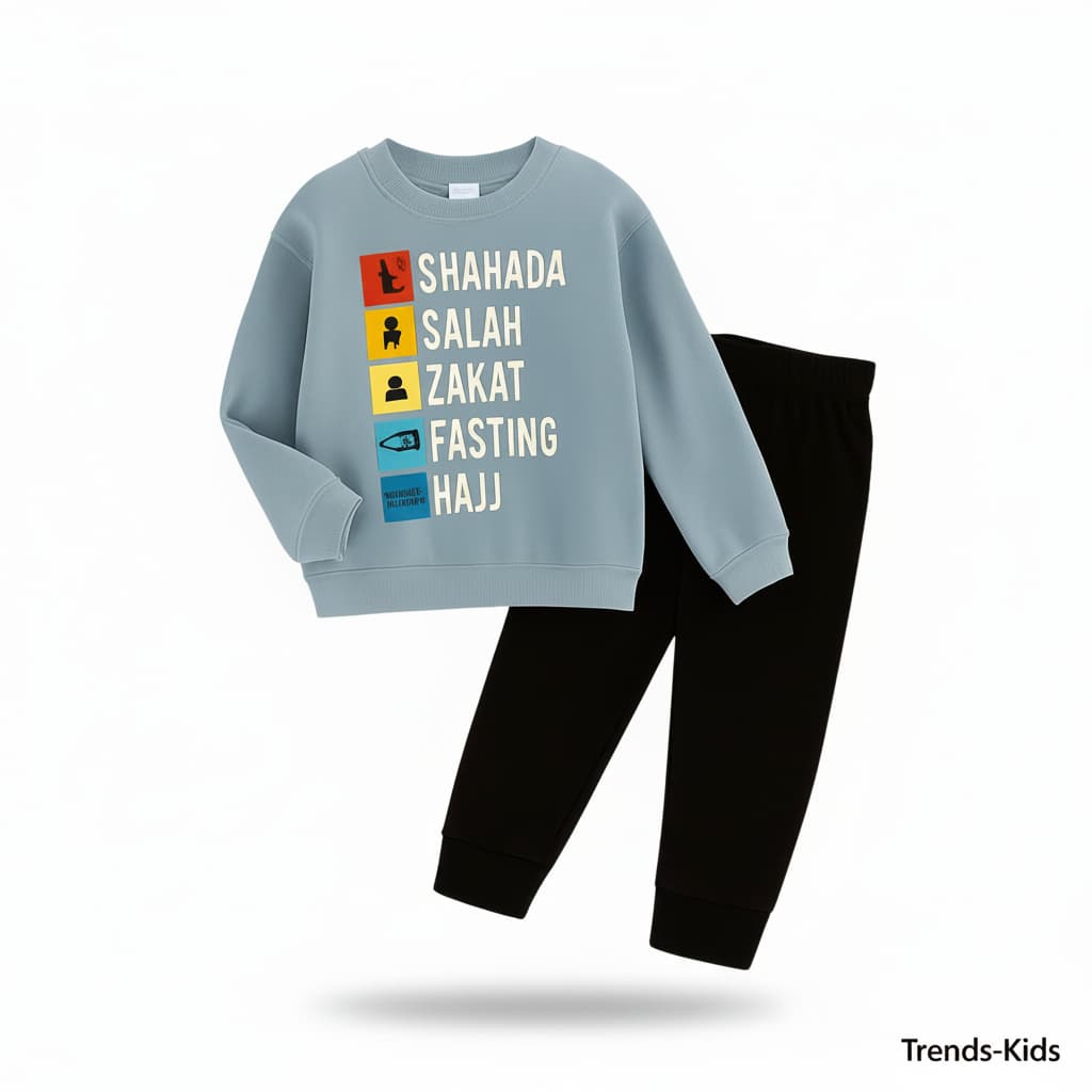 5 islamic important  things Kids Boys & Girls Sweater And Trousers Two-Piece Sets