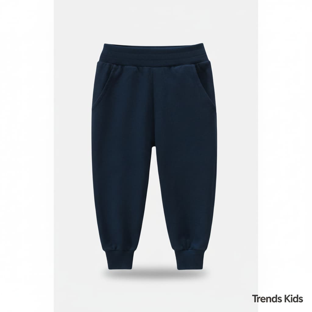 Navy Blue Joggers for Kids – Soft Winter Pants (6M–6Y)