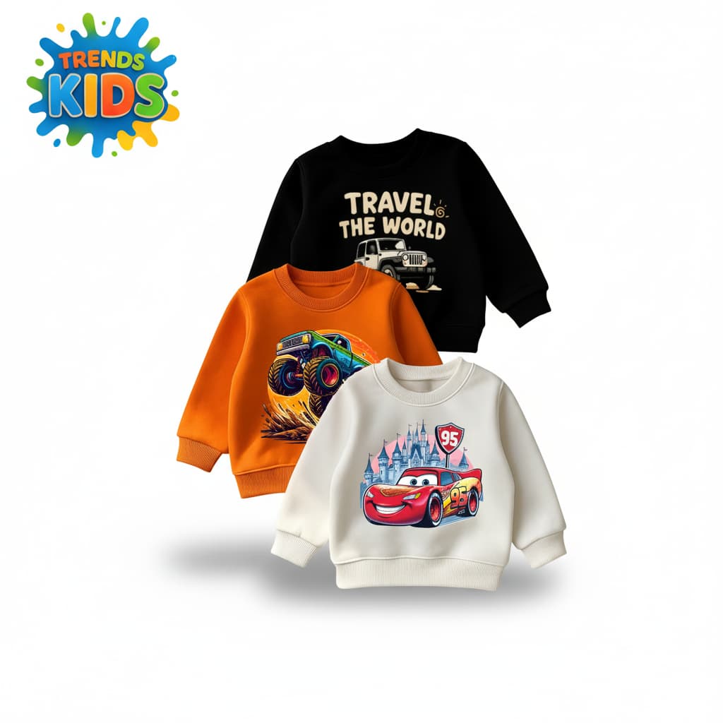Kids Cartoon Sweatshirt Combo - 3 Pack Winter Wear | Trends Kids Bangladesh