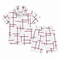 Premium Kids Minimal Line Print Shirt & Shorts Set – Soft Cotton Summer 2 Piece Outfit (1–7 Years)