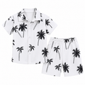 Premium Kids Summer Palm Print Shirt & Shorts Set – Soft Cotton 2 Piece Outfit (1–7 Years)