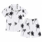 Kids Summer Palm Print Shirt & Shorts Set – Soft Cotton 2 Piece