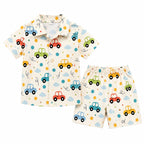 Premium Kids Car Print Summer Shirt & Shorts Set –  2 Piece
