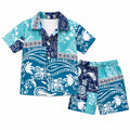 Premium Kids Ocean Wave Print Shirt & Shorts Set – Summer 2 Piece