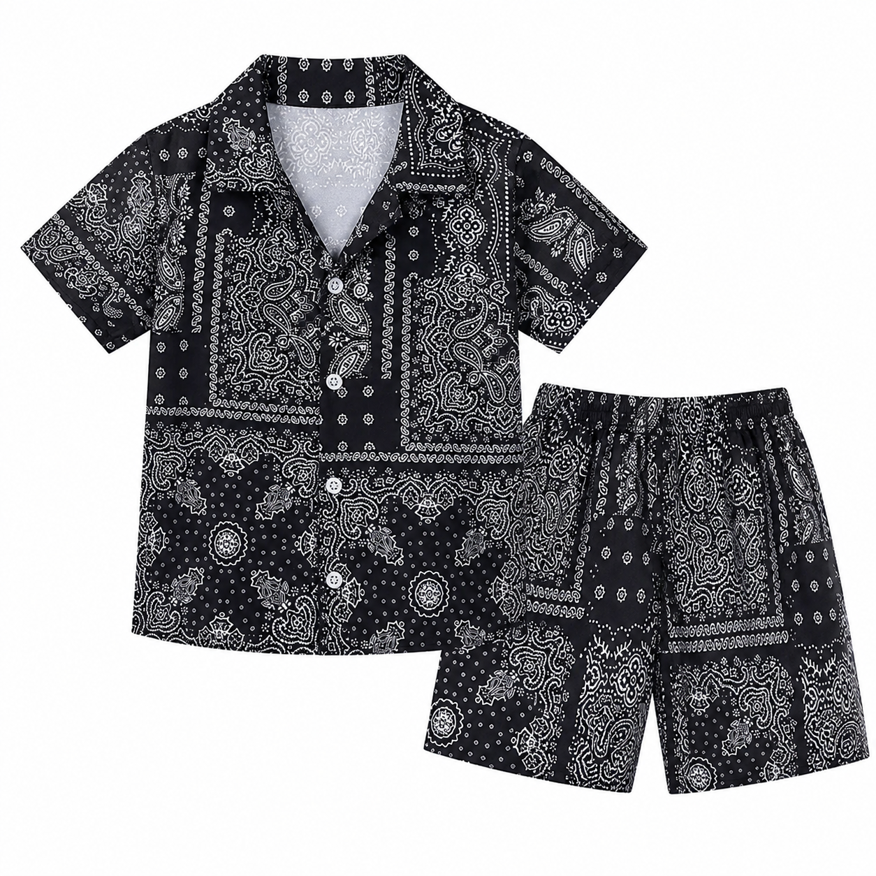 Summer Kids Premium Combo Set – Bandana Print Shirt + Shorts (1–7 Years)