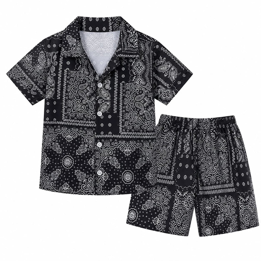 Summer Kids Premium Set – Bandana Print Shirt + Shorts