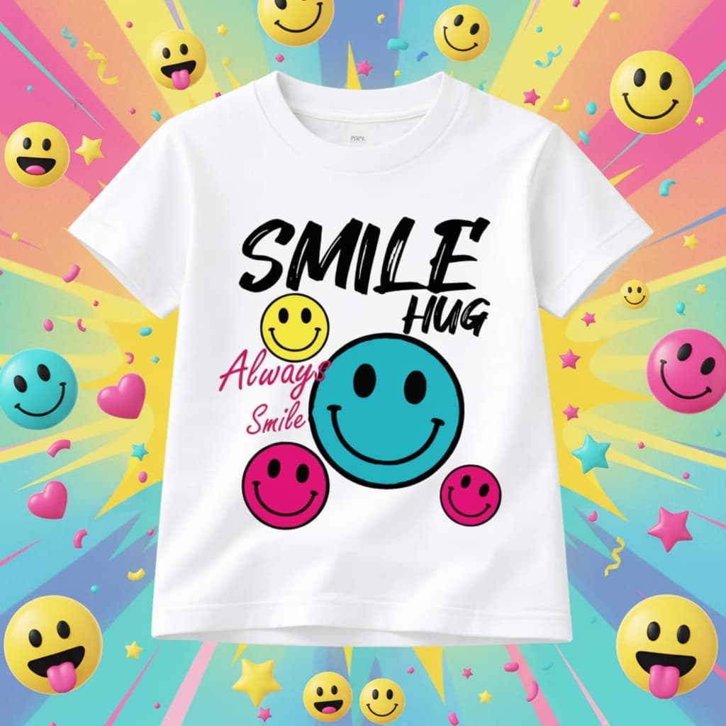 Smile Print Kids T-Shirt – Premium Cotton Cute Graphic Tee for Boys &amp; Girls