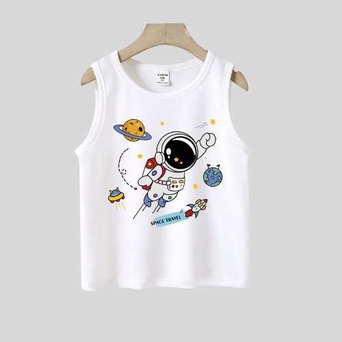 Baby & Kids White Sleeveless Tank Top | Astronaut Space STW3