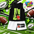 SWOOP Football Black Tank Top + White Shorts Set