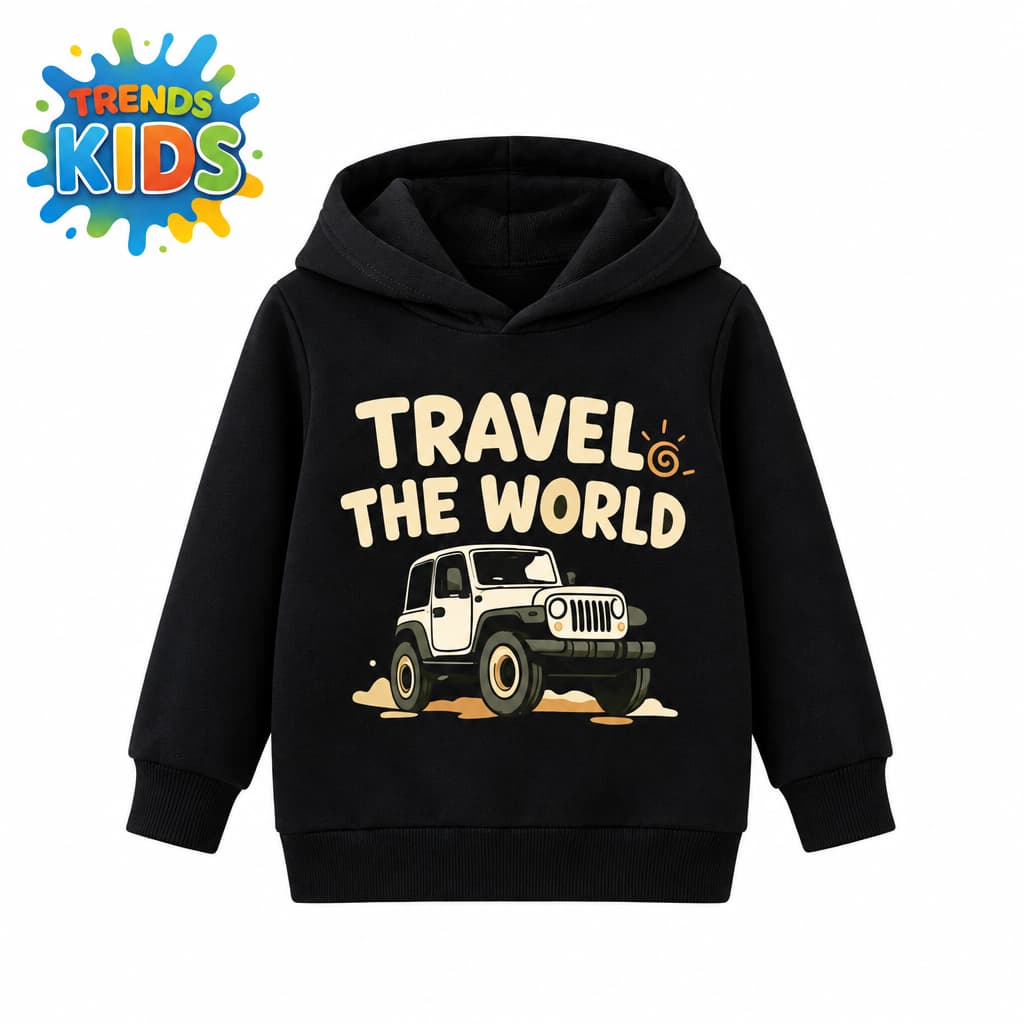 Travel The World Hoodie (BHN-124) | Kids Winter Hoodie – Trends-Kids Bangladesh