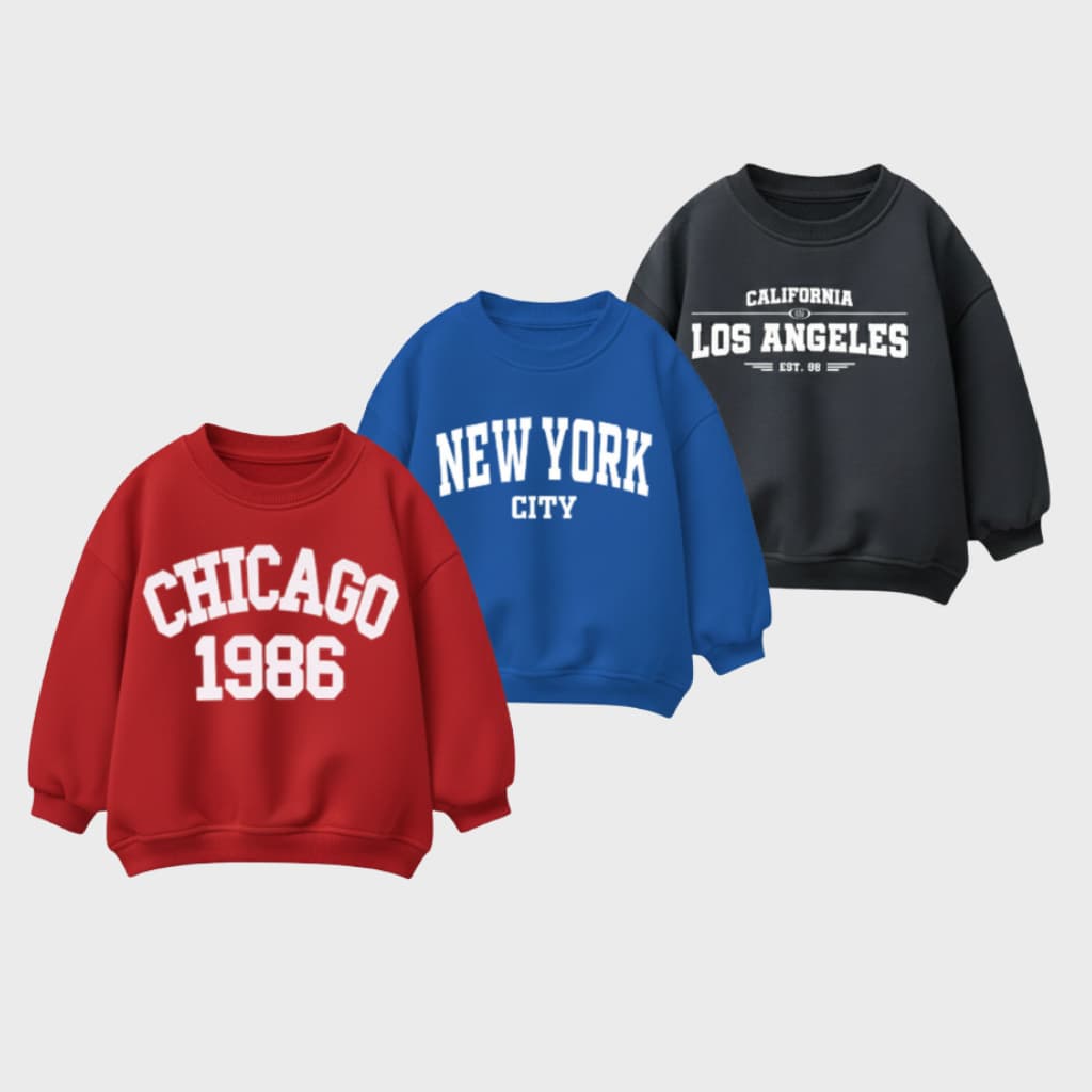 Sweatshirt Combo – 3 Pack City Series (BSCBRR-7) | Chicago, New York & Los Angeles Designs