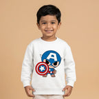 Captain America Kids Sweatshirt –White Winter Pullover |