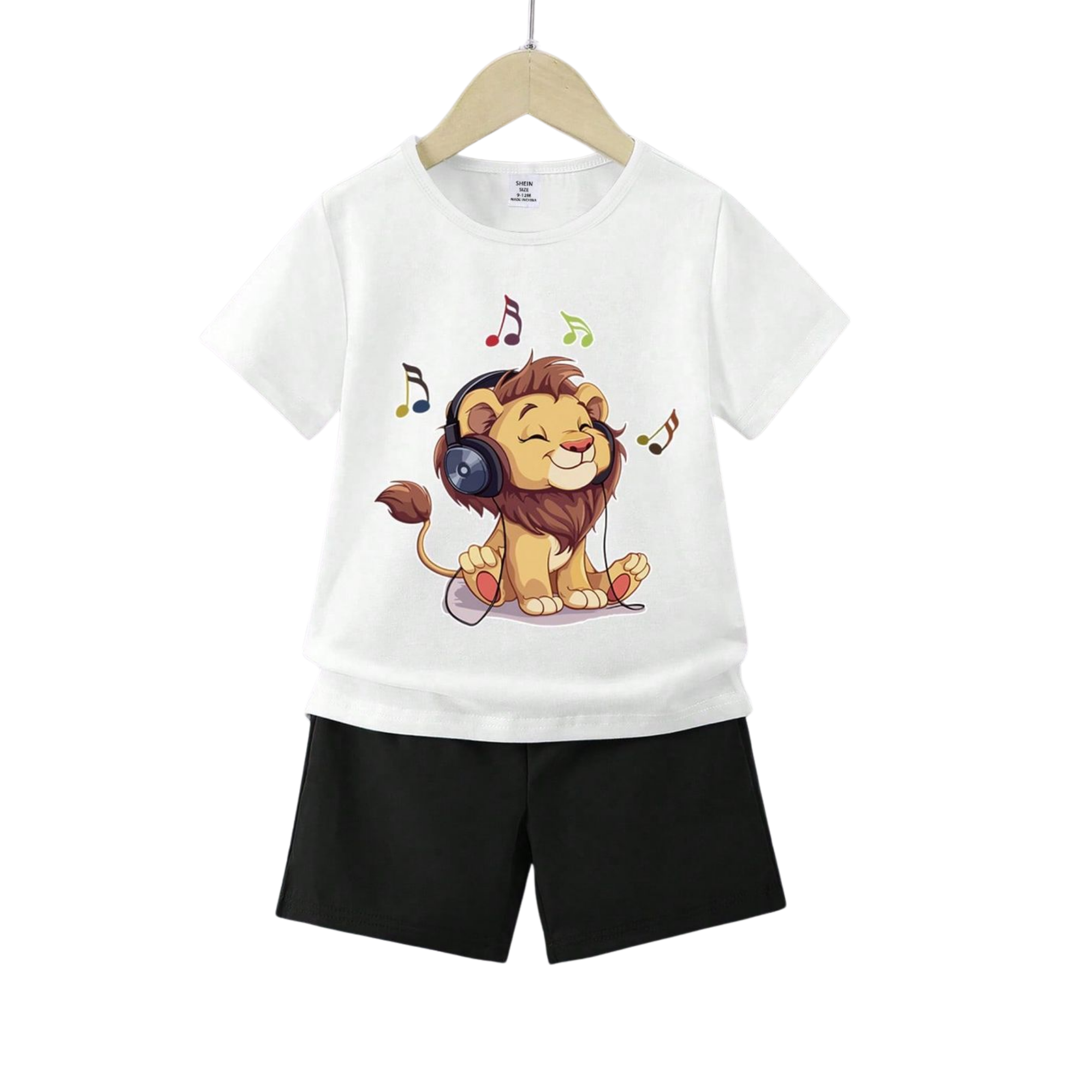 Boys Cute Music Lion T-Shirt & Shorts Set – Summer Cotton Set